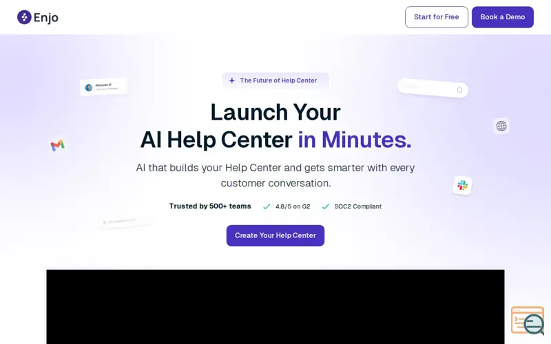 Screenshot of Enjo Help Center