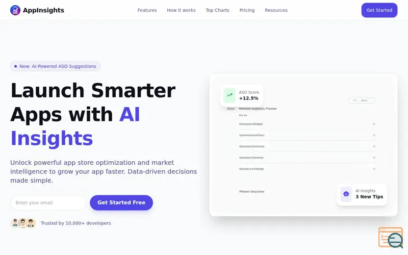 Screenshot of AppInsights – Find app ideas with AI