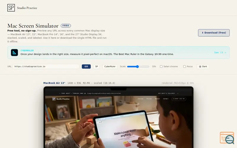 Screenshot of Studio Practice