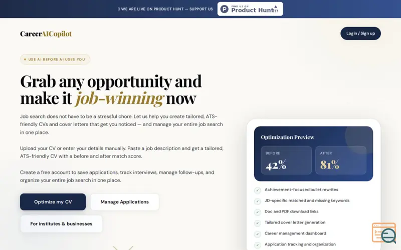 Screenshot of Career AI Copilot for Job Seekers