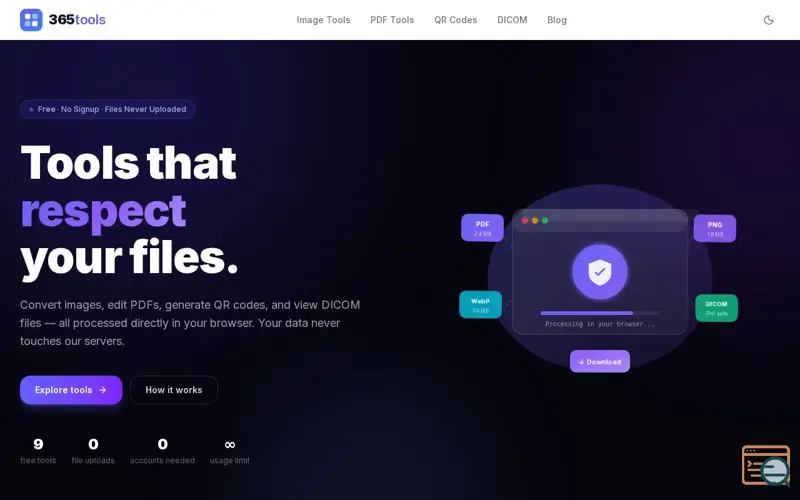 Screenshot of Free Online Tools — No Upload, No Signup