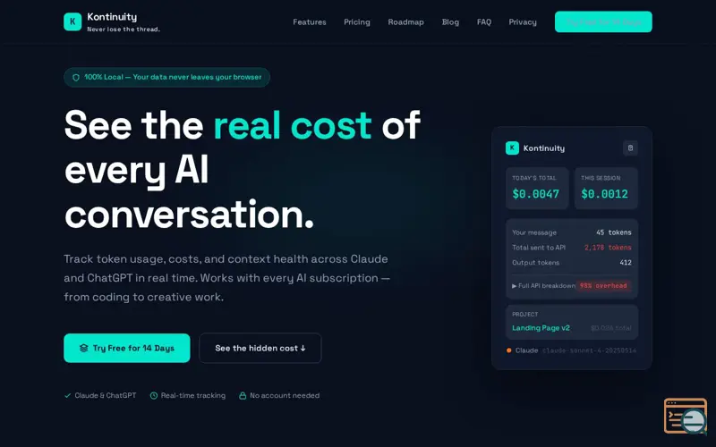 Screenshot of Kontinuity