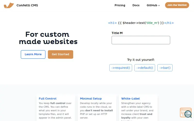 Screenshot of Confetti CMS
