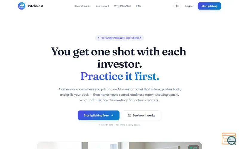 Screenshot of PitchNest