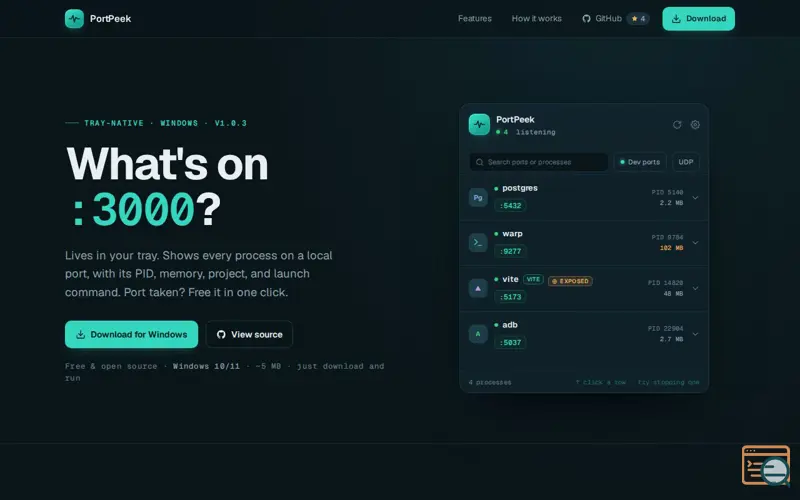 Screenshot of PortPeek