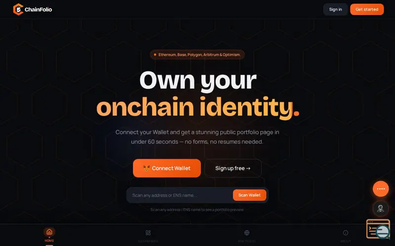 Screenshot of ChainFolio