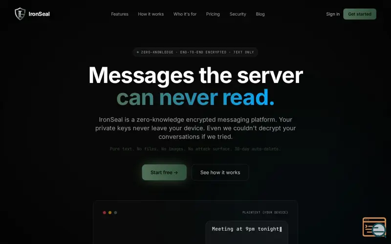 Screenshot of IronSeal