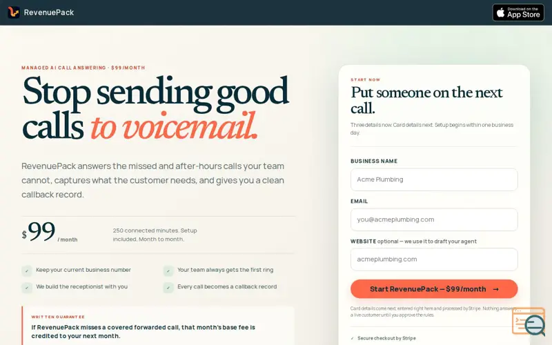 Screenshot of RevenuePack