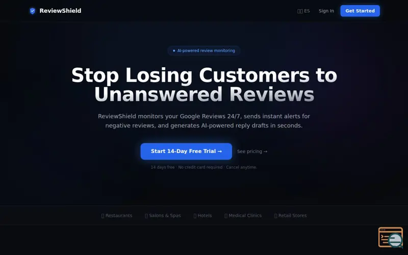Screenshot of ReviewShield