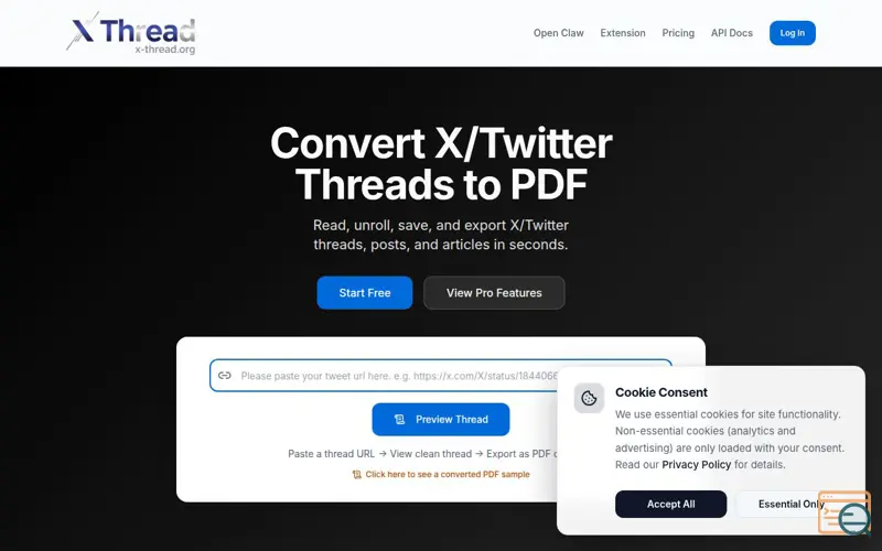 Screenshot of X Thread to PDF