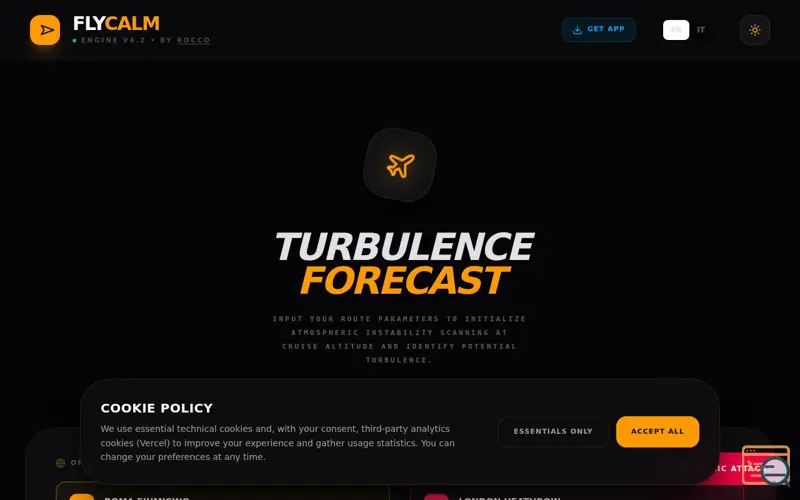 Screenshot of FlyCalm