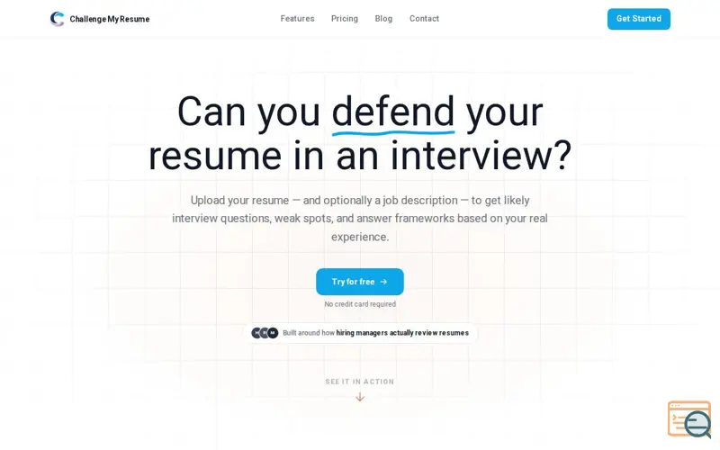 Screenshot of Challenge My Resume