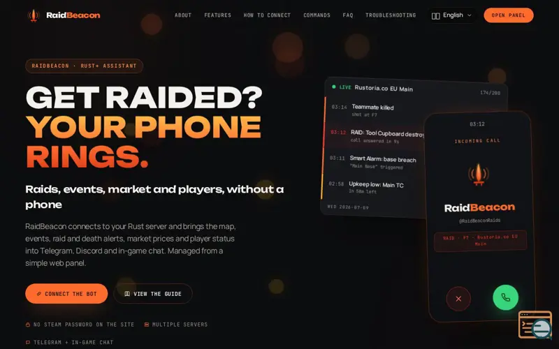Screenshot of RaidBeacon — Raids, events, market and players, without a phone