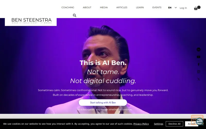 Screenshot of AI Ben, a launch using Website Speedy