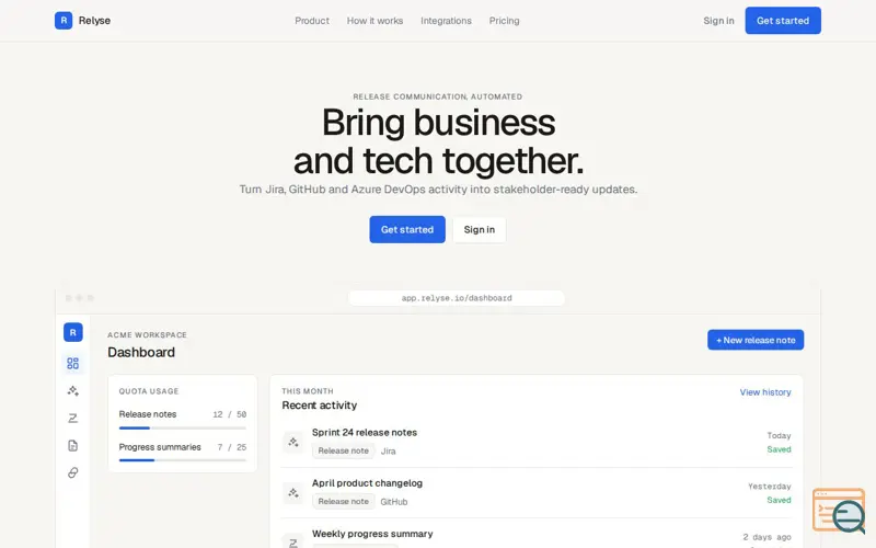 Screenshot of Relyse