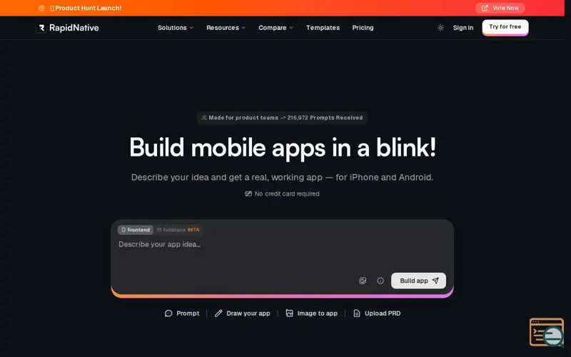 Screenshot of RapidNative