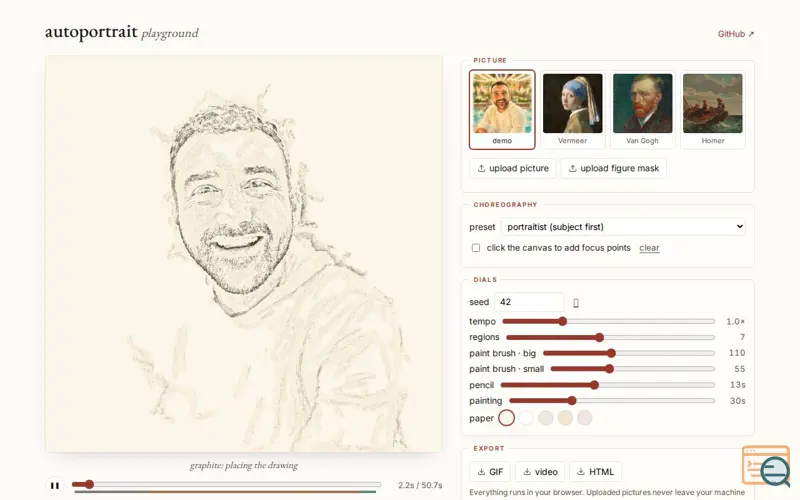 Screenshot of Autoportrait Playground