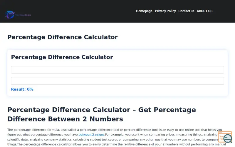 Screenshot of Different Percentage Calculator