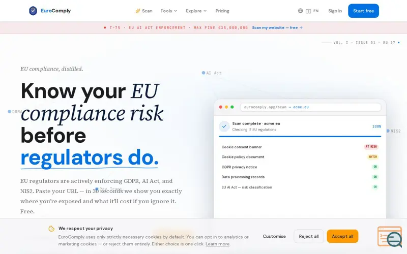 Screenshot of EuroComply, a launch using SendPulse