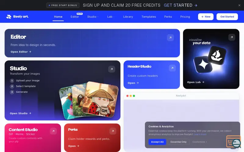 Screenshot of ReelyArt