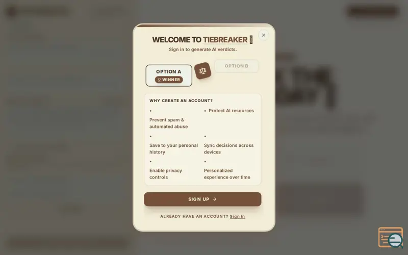 Screenshot of TieBreaker