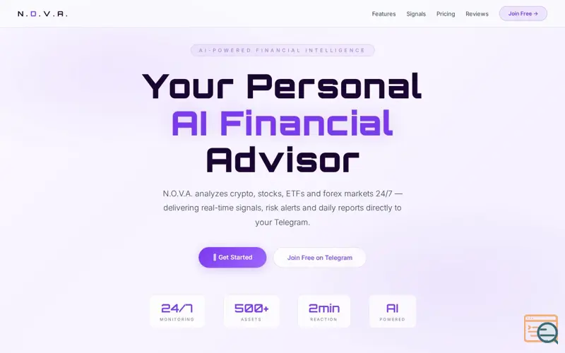 Screenshot of N.O.V.A. — AI Financial Intelligence