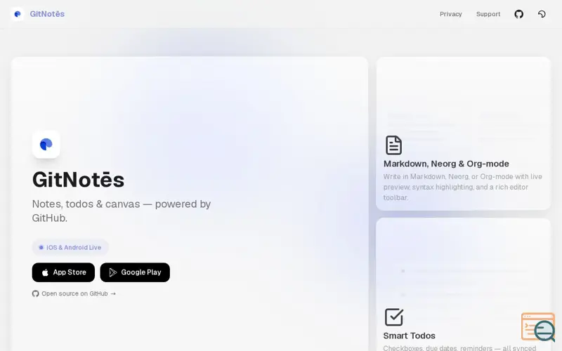 Screenshot of GitNotēs