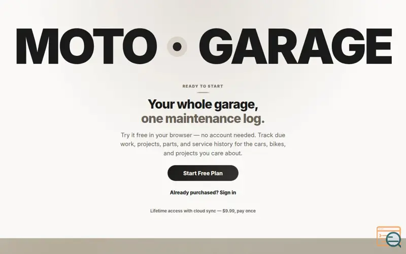 Screenshot of Moto Garage