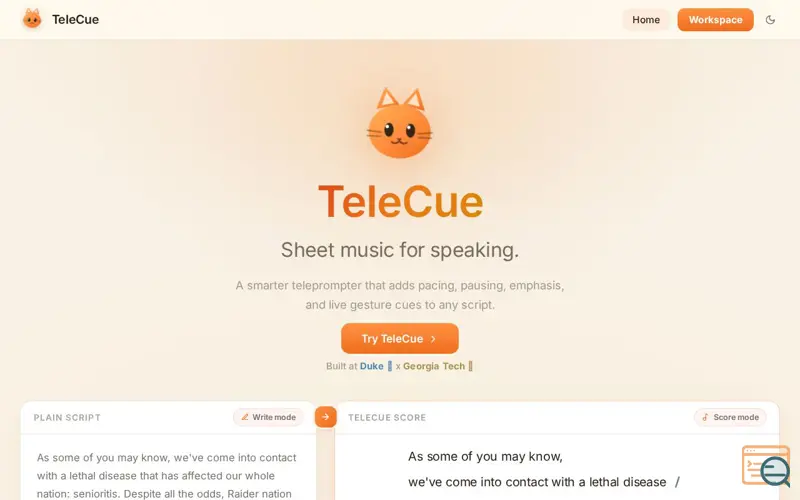 Screenshot of TeleCue