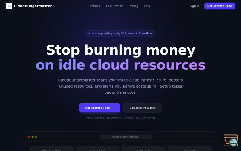 Screenshot of CloudBudgetMaster