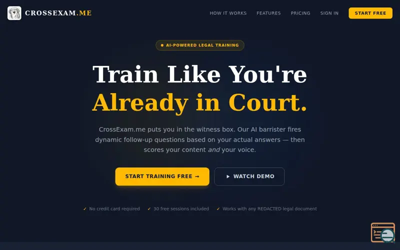 Screenshot of crossexam.me Platform