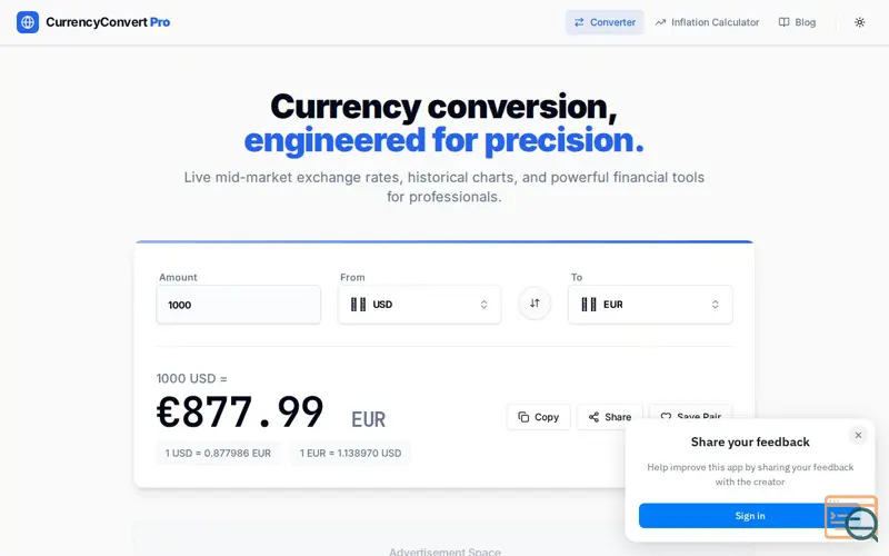 Screenshot of CurrencyConvert Pro