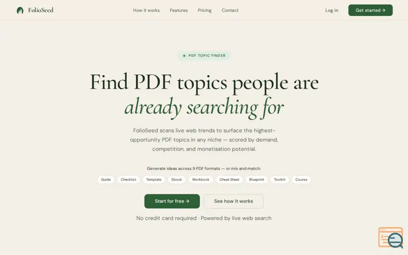 Screenshot of FolioSeed
