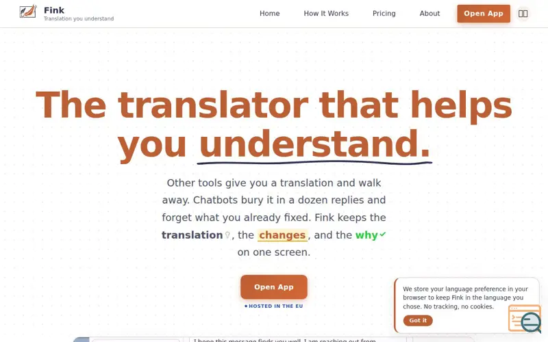 Screenshot of Fink Translate