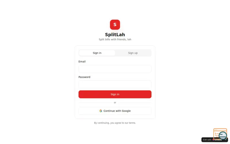 Screenshot of SplitLah — Split bills with friends