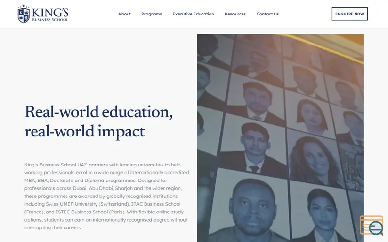 Screenshot of King's Business School