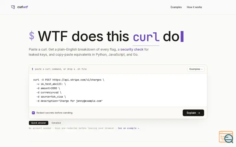 Screenshot of curlwtf
