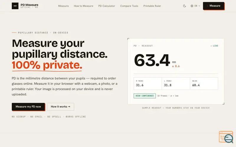 Screenshot of PD Measure