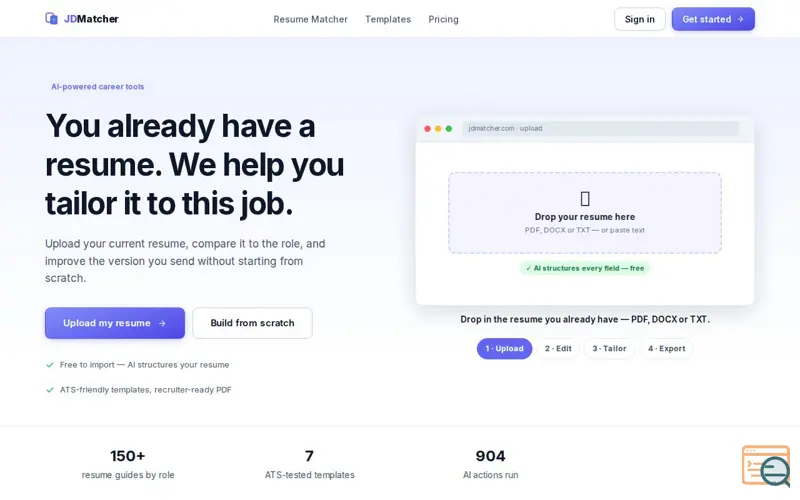 Screenshot of JDMatcher