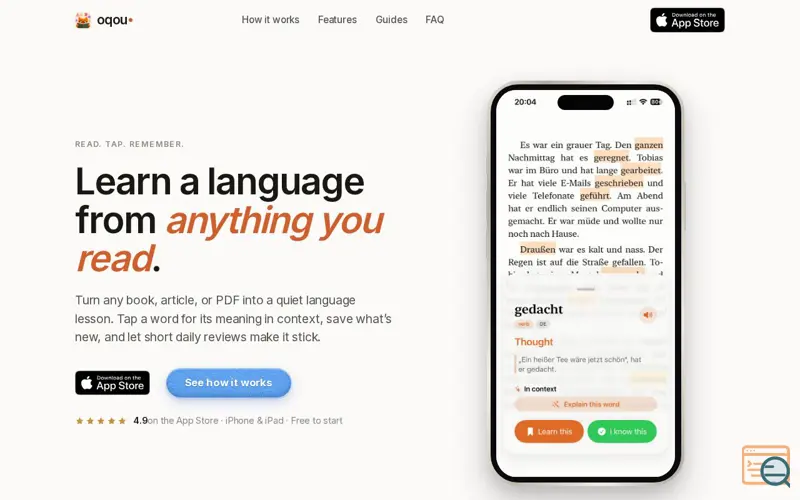 Screenshot of oqou