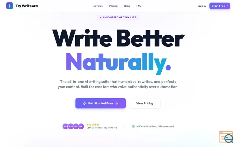 Screenshot of Try Writeora