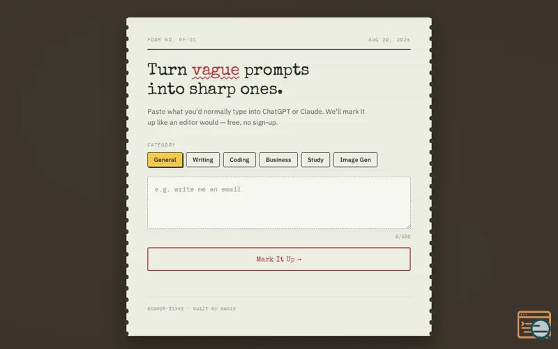 Screenshot of Prompt Fixer