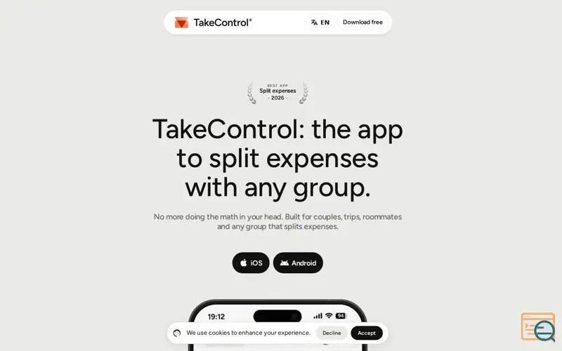 Screenshot of TakeControl: Expense Splitter