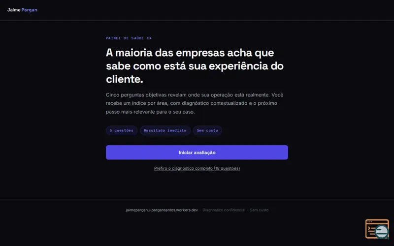 Screenshot of Painel de Saúde CX — Jaime Pargan