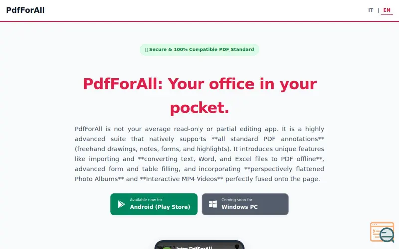 Screenshot of PdfForAll