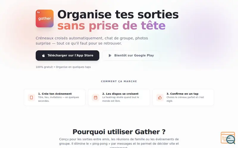 Screenshot of To Gather - Planifier ensemble