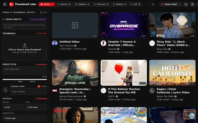 Screenshot of Thumbnail Labs