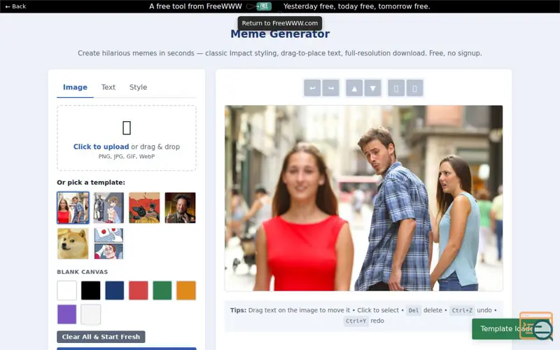 Screenshot of Meme Generator