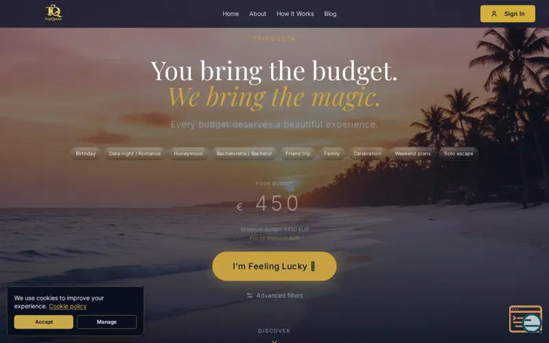 Screenshot of TripQuota