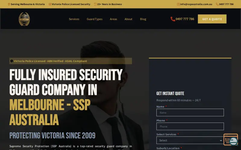 Screenshot of Security Company Melbourne